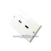 Placa Tapa Decora HDMI 4k en L 90° + USB 2.0 en ABS